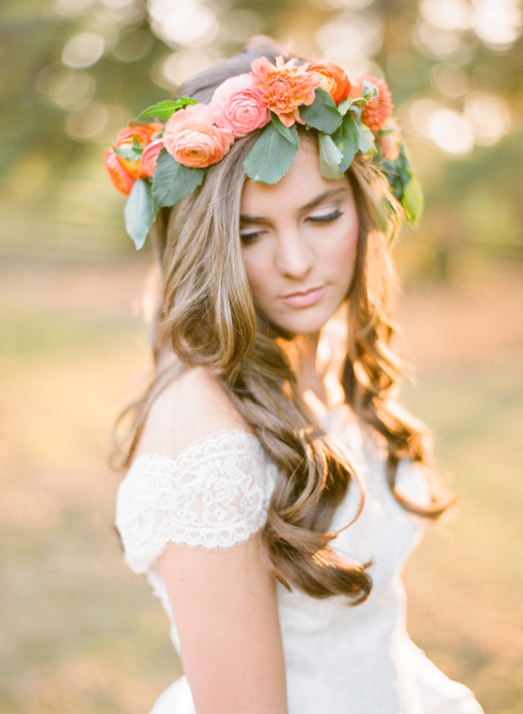 Peach Wedding dress flowers