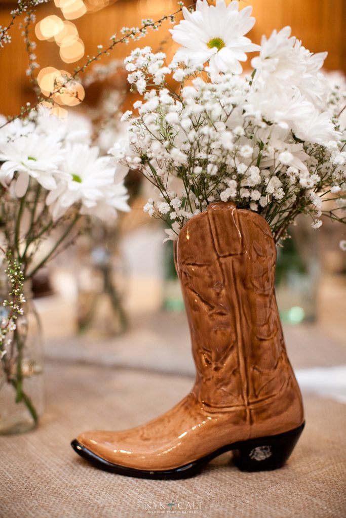 wedding centerpieces cowboy boot vase