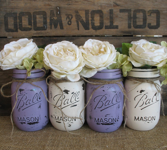 Rustic wedding centerpieces jars