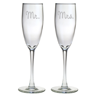 Mr and Mrs Glass Toasting Flutes Set