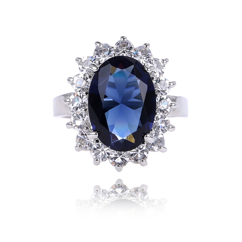 Anello Di Fidanzamento Da Donna Con Pietra Portafortuna E Zaffiro, Per - Foto 2