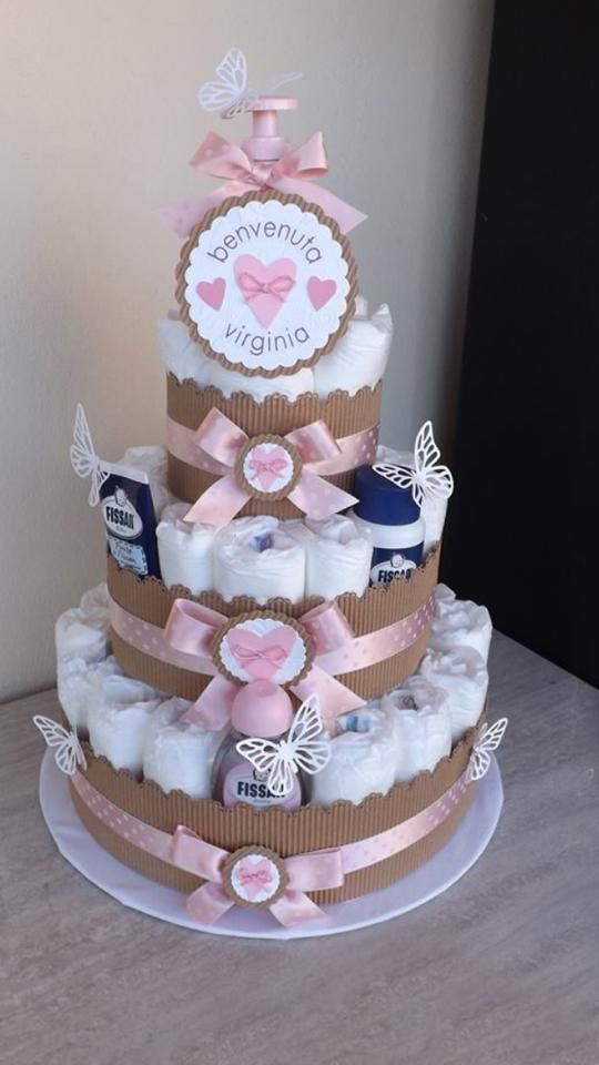 Torta di pannolini - Tutorial - How To Make a Diaper Cake For Baby Shower 