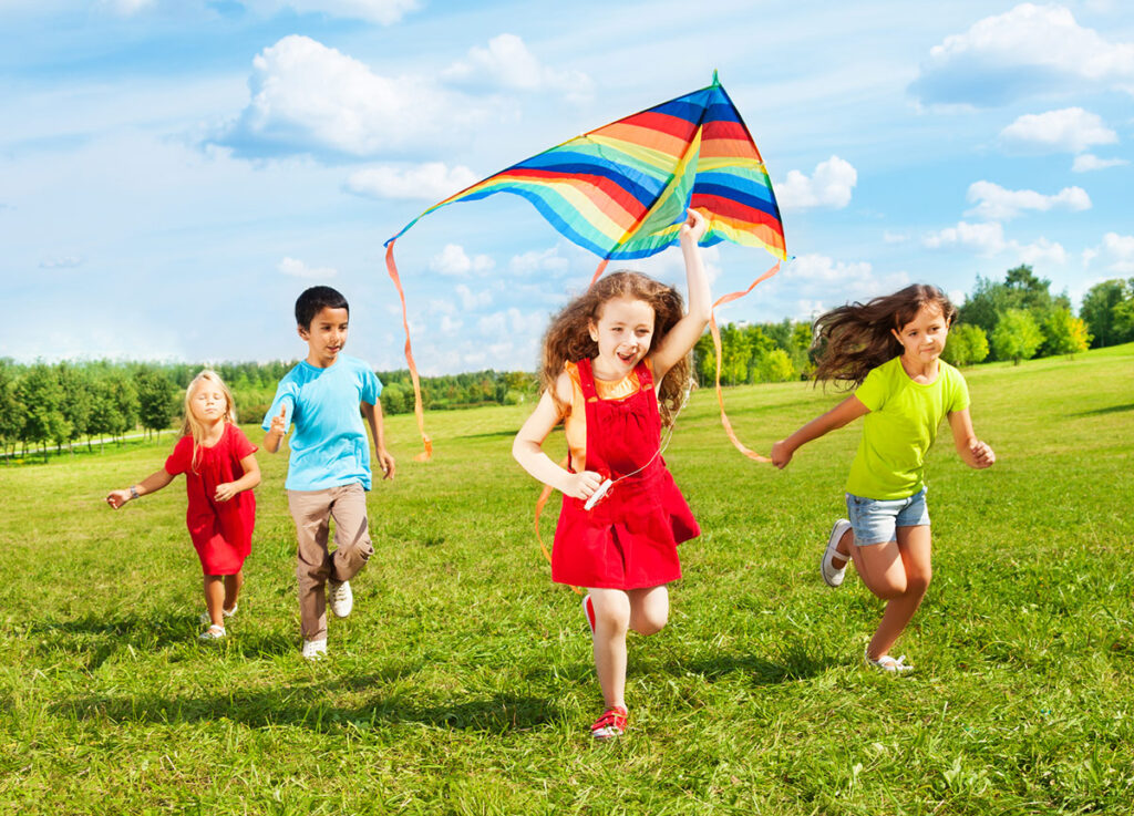 birthday party with kite flying